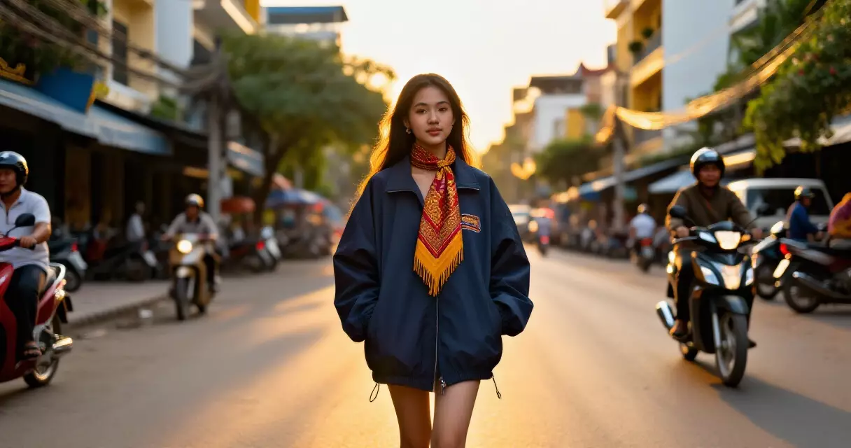ស្ទីល Heritage Fusion Gen Z ខ្មែរ ១ krama ជាមួយ streetwear នៅភ្នំពេញ