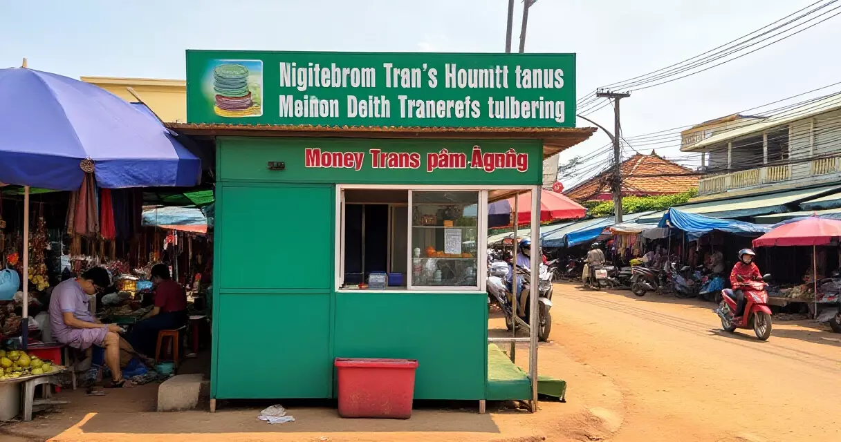 តូបភ្នាក់ងារផ្ទេរប្រាក់នៅតាមផ្លូវផ្សារក្នុងប្រទេសកម្ពុជា