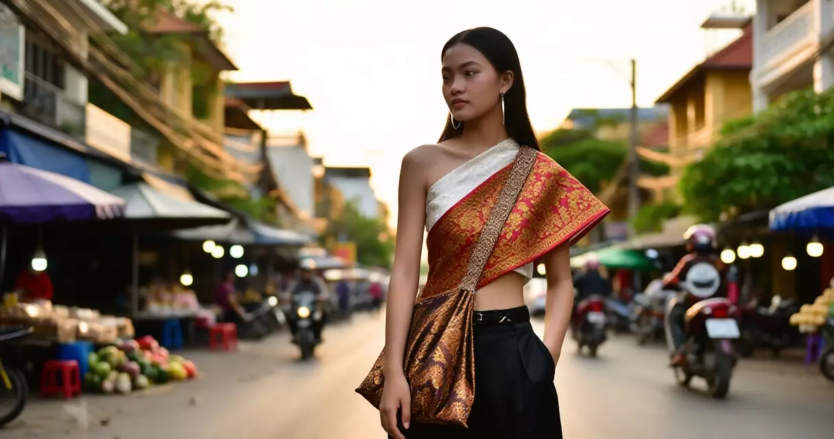 យុវវ័យស្ត្រីខ្មែរស្លៀកម៉ូដ fusion ប្រពៃណីខ្មែរនិងទំនើបនៅភ្នំពេញ
