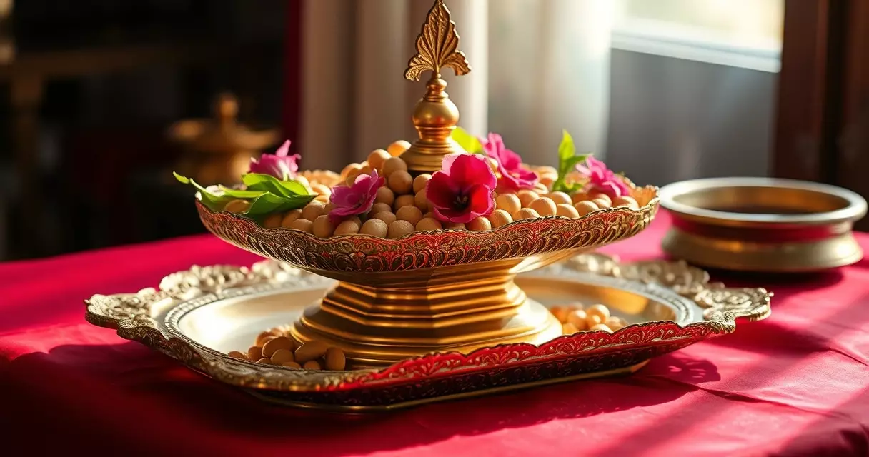 ខាន់ស្លាប្រពៃណីខ្មែរមានជើងស្រទាប់ ដាក់ស្លា ម្លូ និងផ្កាសម្រាប់ពិធីមង្គលការ