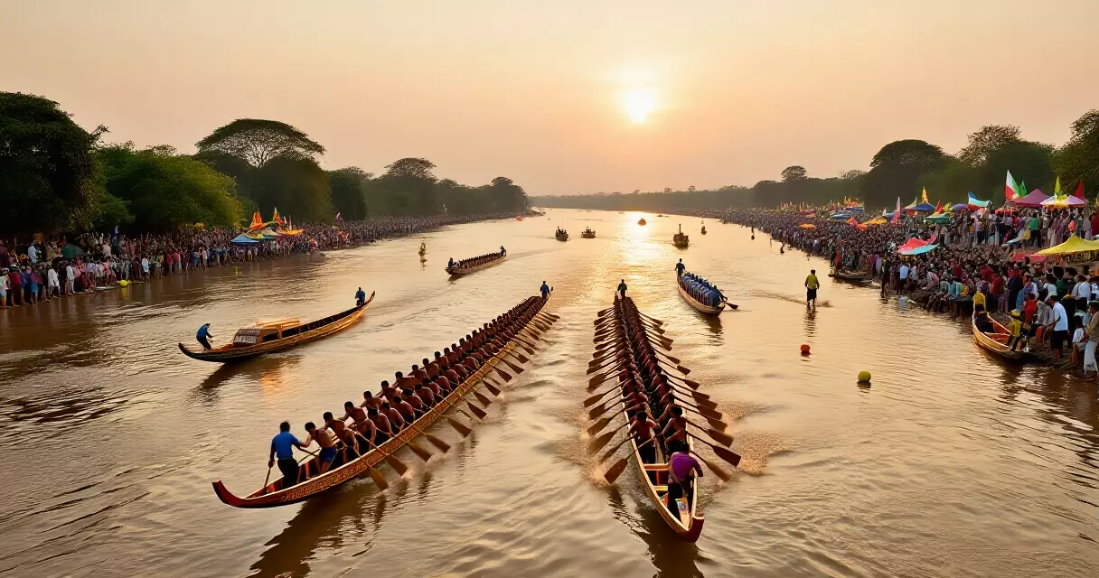 ទូកប្រណាំងខ្មែរក្នុងពិធីបុណ្យអុំទូក នៅភ្នំពេញ