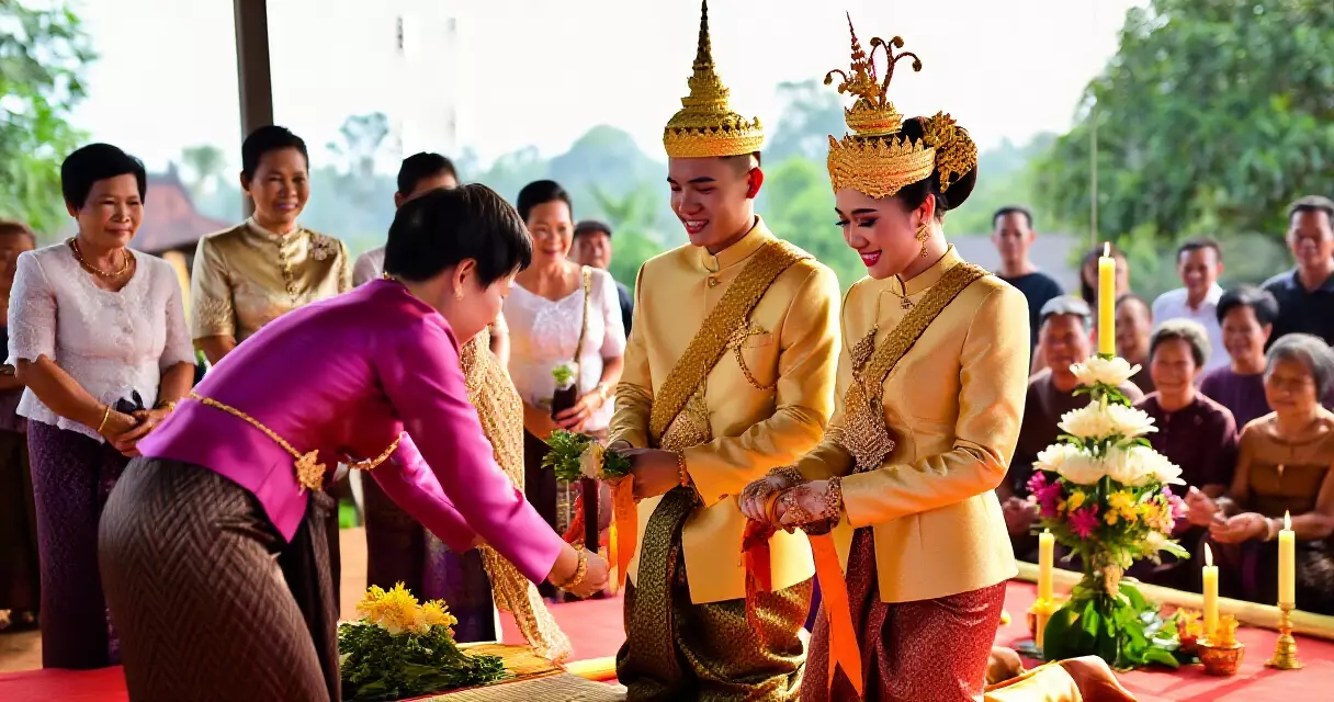 ពិធីរៀបអាពាហ៍ពិពាហ៍ខ្មែរប្រពៃណីដែលបង្ហាញក្នុងវីដេអូ Phương Mỹ Chi