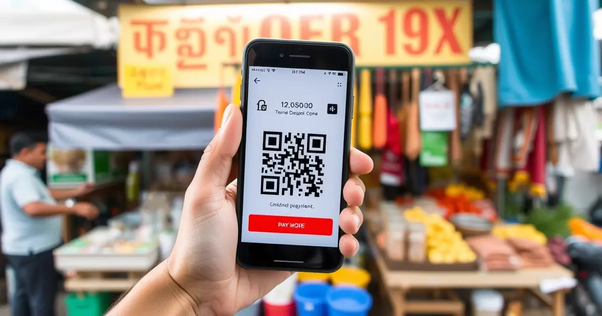 ការទូទាត់ឌីជីថលតាមលេខកូដ QR នៅផ្សារក្នុងទីក្រុងភ្នំពេញ