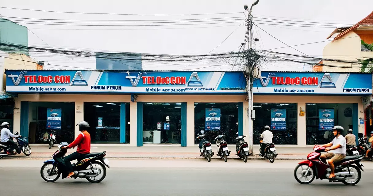 ហាងលក់ស៊ីមកាតរបស់ប្រតិបត្តិករទូរស័ព្ទនៅទីក្រុងភ្នំពេញ