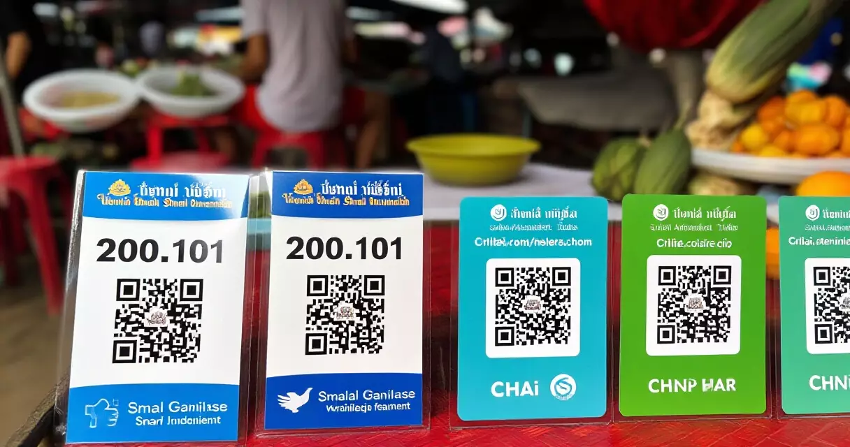 ស្ទីកគ័រកូដ QR សម្រាប់ទូទាត់ឌីជីថលនៅតូបលក់ដូរក្នុងផ្សារកម្ពុជា